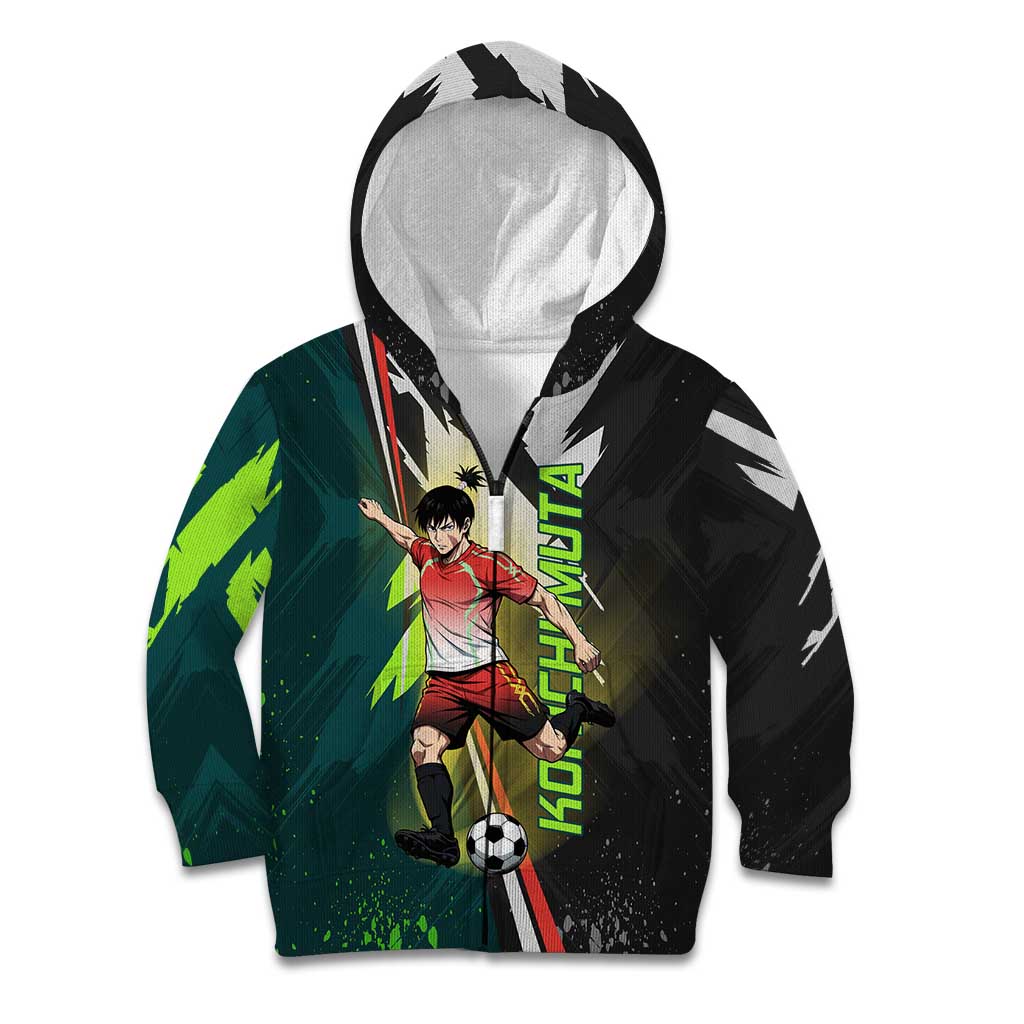 Personalized Kokichi Muta Jujutsu Kaisen Kid Hoodie Anime Soccer Theme Red Uniform Dynamic Kick Design