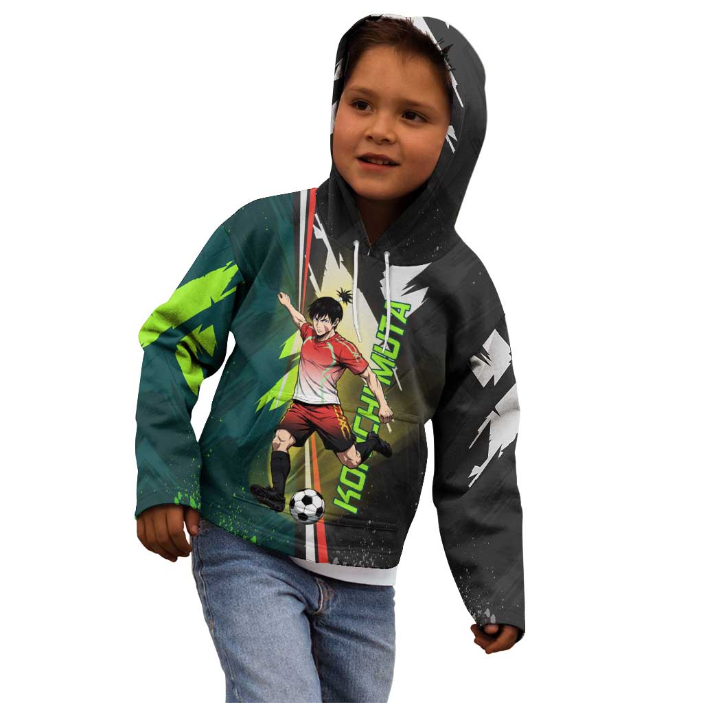 Personalized Kokichi Muta Jujutsu Kaisen Kid Hoodie Anime Soccer Theme Red Uniform Dynamic Kick Design