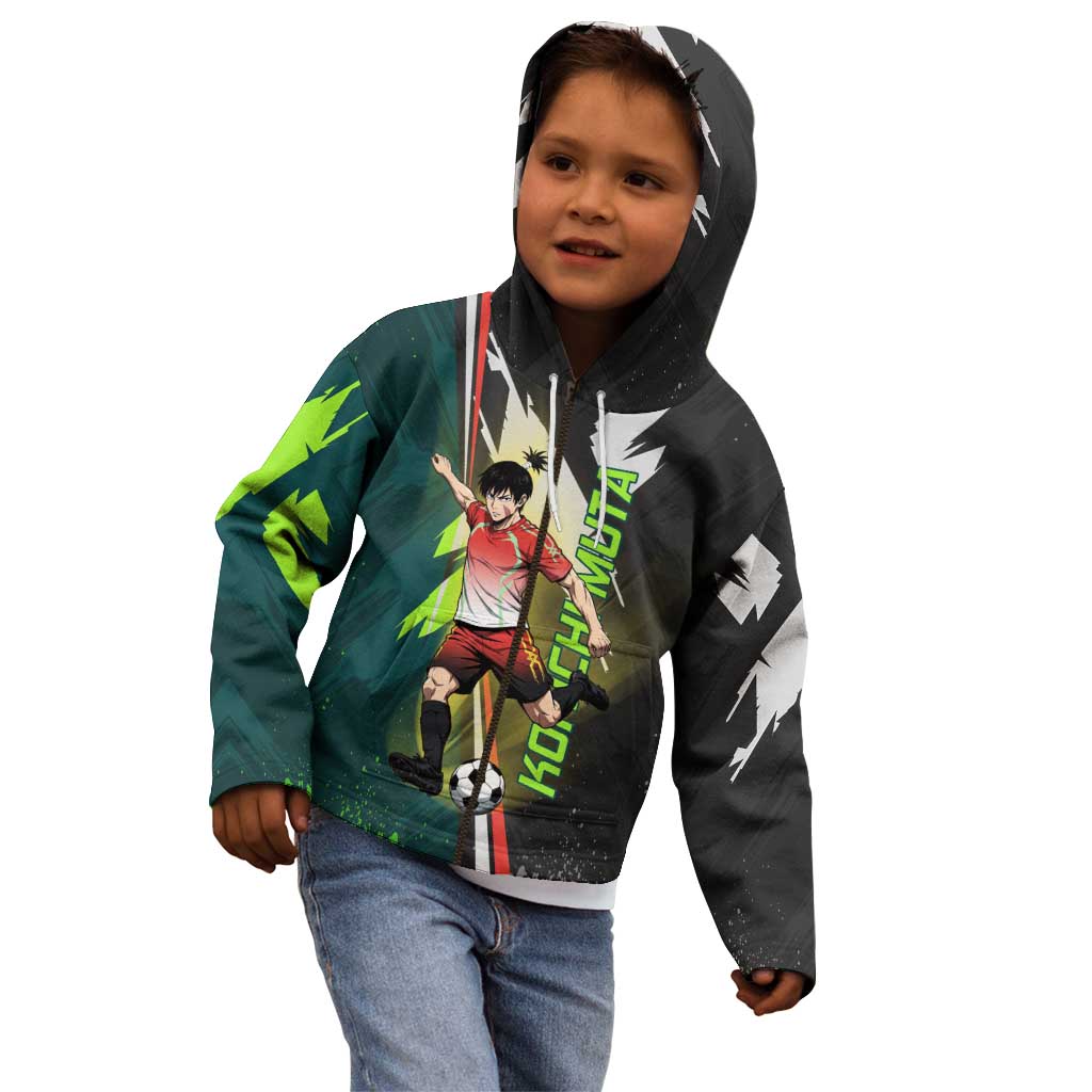Personalized Kokichi Muta Jujutsu Kaisen Kid Hoodie Anime Soccer Theme Red Uniform Dynamic Kick Design