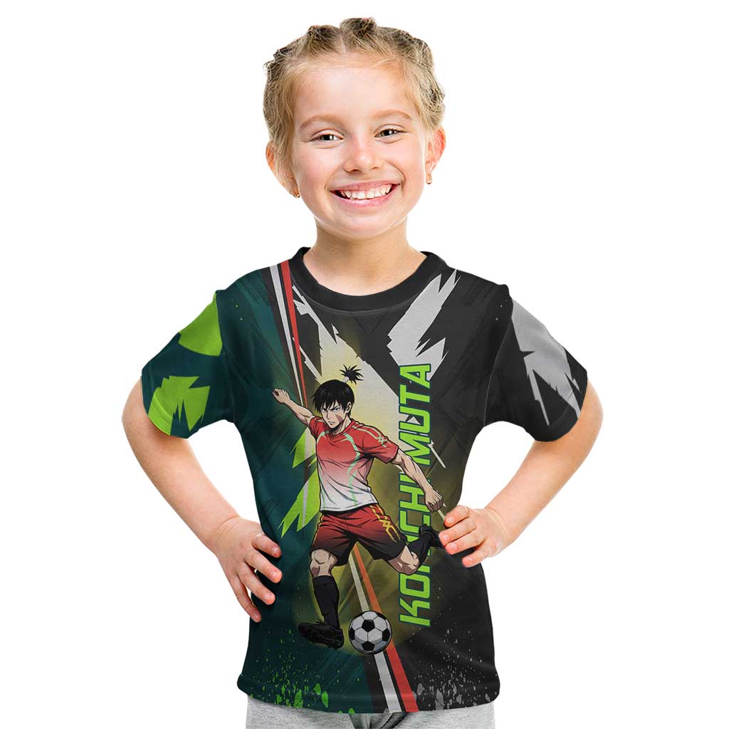 Personalized Kokichi Muta Jujutsu Kaisen Kid T Shirt Anime Soccer Theme Red Uniform Dynamic Kick Design