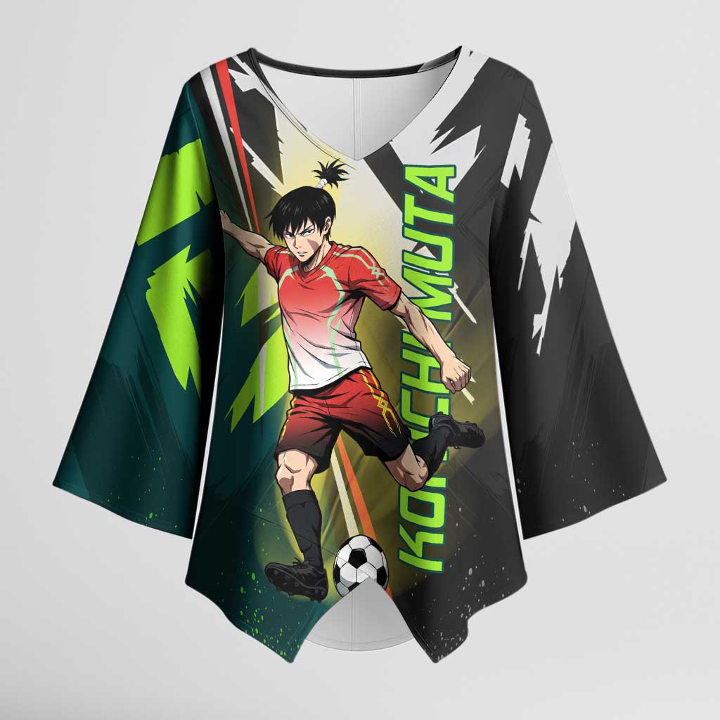 Personalized Kokichi Muta Jujutsu Kaisen Kimono Sleeve Blouse Anime Soccer Theme Red Uniform Dynamic Kick Design