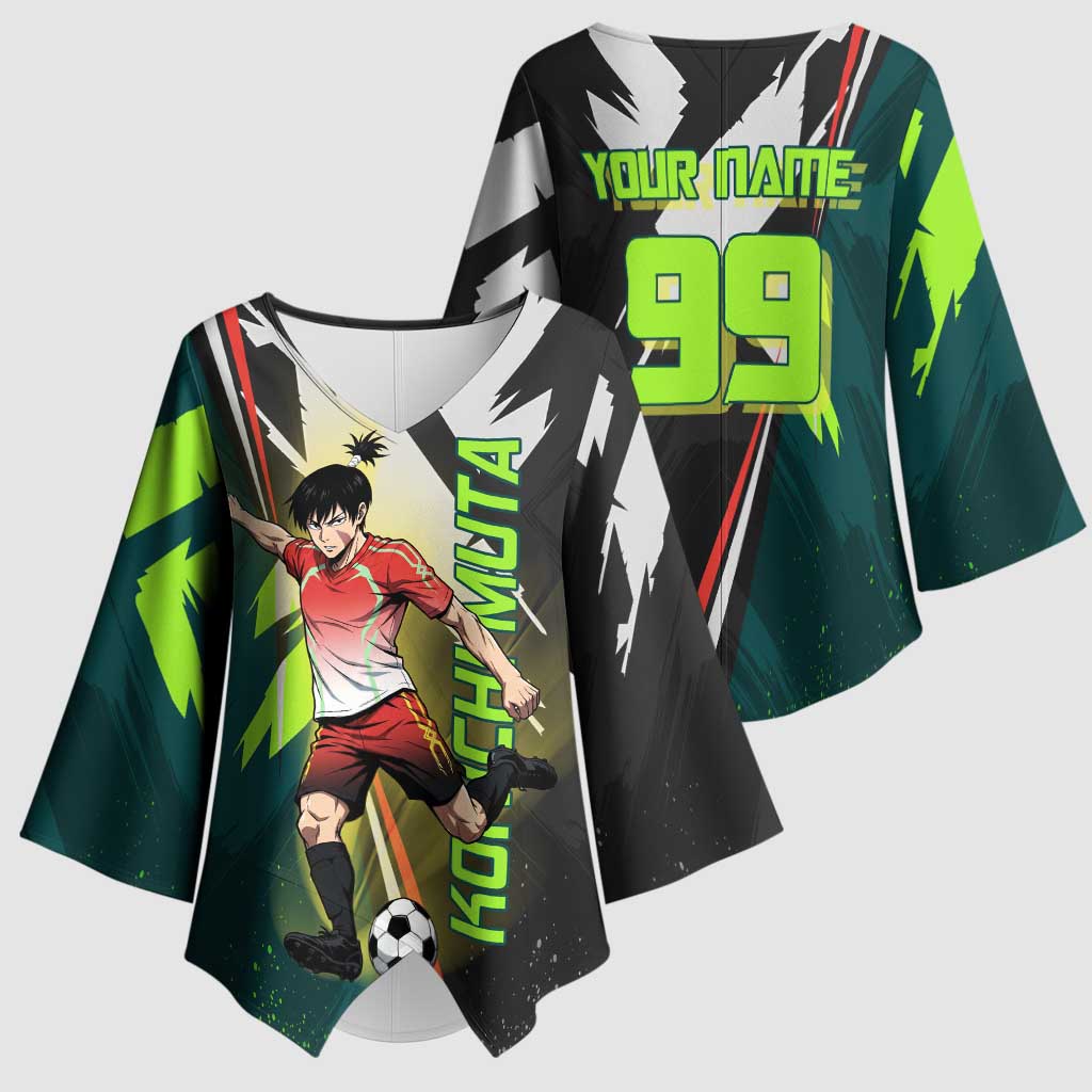 Personalized Kokichi Muta Jujutsu Kaisen Kimono Sleeve Blouse Anime Soccer Theme Red Uniform Dynamic Kick Design