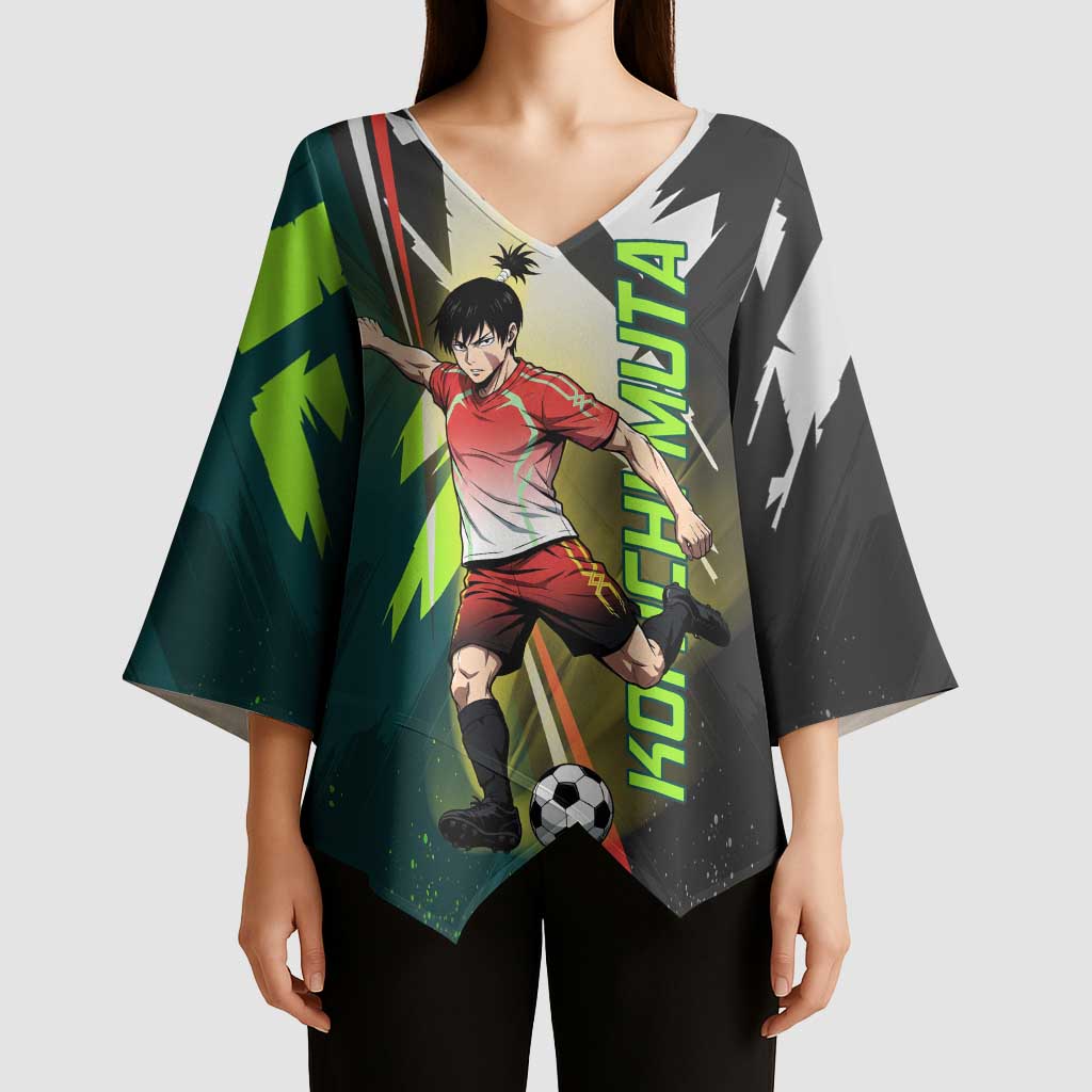 Personalized Kokichi Muta Jujutsu Kaisen Kimono Sleeve Blouse Anime Soccer Theme Red Uniform Dynamic Kick Design
