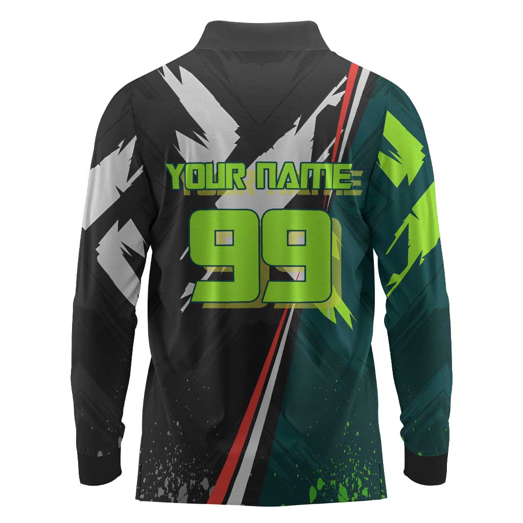 Personalized Kokichi Muta Jujutsu Kaisen Long Sleeve Polo Shirt Anime Soccer Theme Red Uniform Dynamic Kick Design