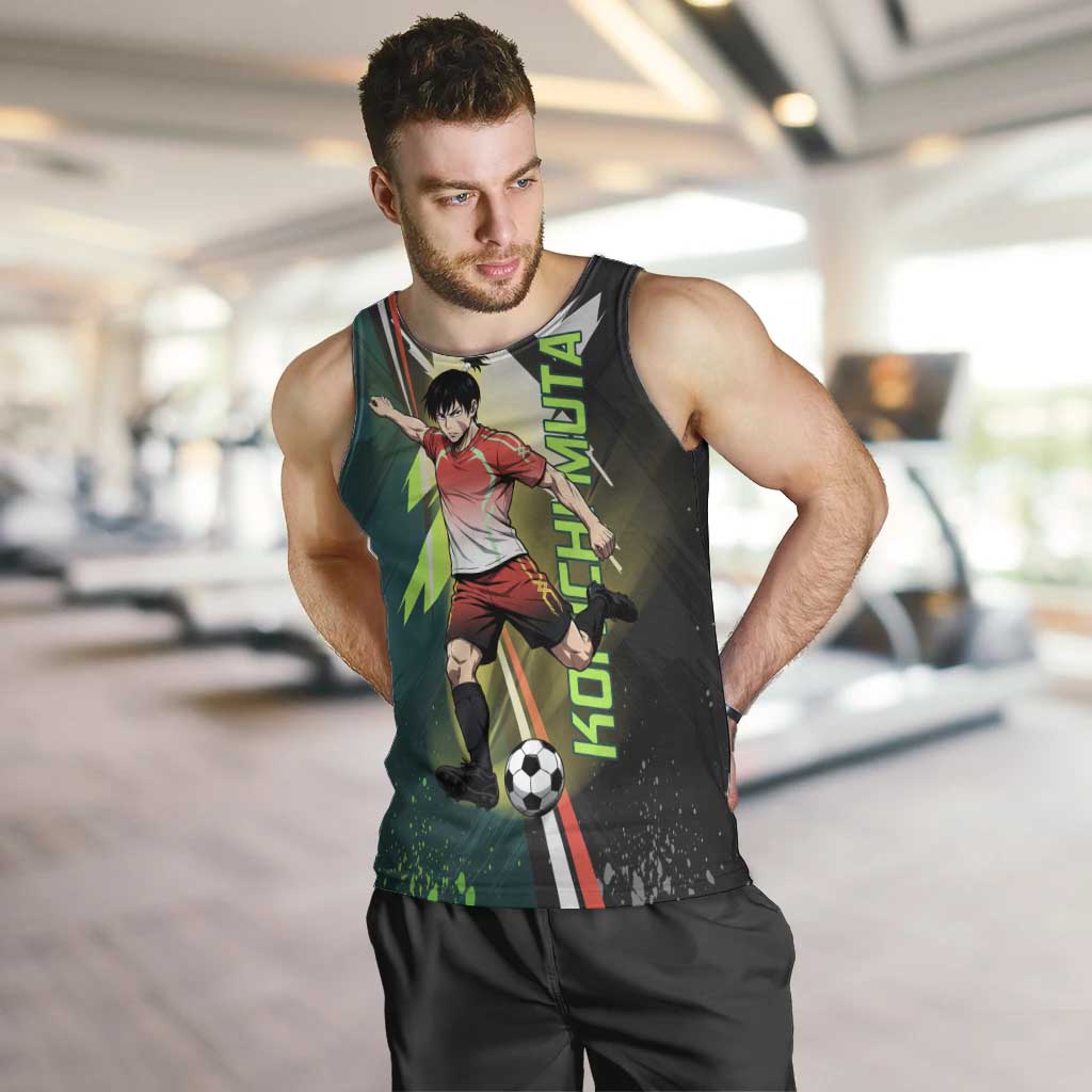 Personalized Kokichi Muta Jujutsu Kaisen Men Tank Top Anime Soccer Theme Red Uniform Dynamic Kick Design