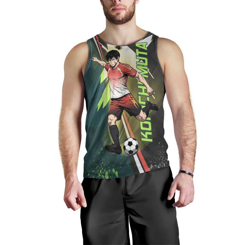 Personalized Kokichi Muta Jujutsu Kaisen Men Tank Top Anime Soccer Theme Red Uniform Dynamic Kick Design