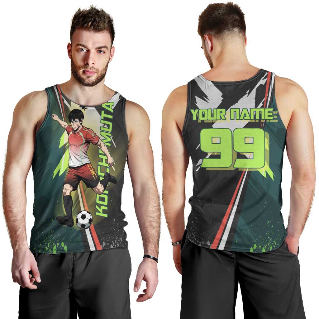 Personalized Kokichi Muta Jujutsu Kaisen Men Tank Top Anime Soccer Theme Red Uniform Dynamic Kick Design