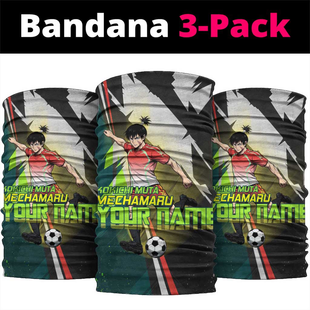 Personalized Kokichi Muta Jujutsu Kaisen Neck Gaiter Anime Soccer Theme Red Uniform Dynamic Kick Design