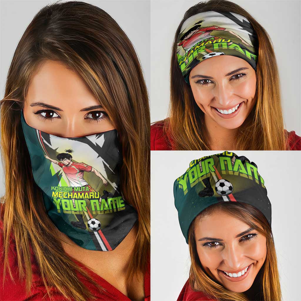Personalized Kokichi Muta Jujutsu Kaisen Neck Gaiter Anime Soccer Theme Red Uniform Dynamic Kick Design