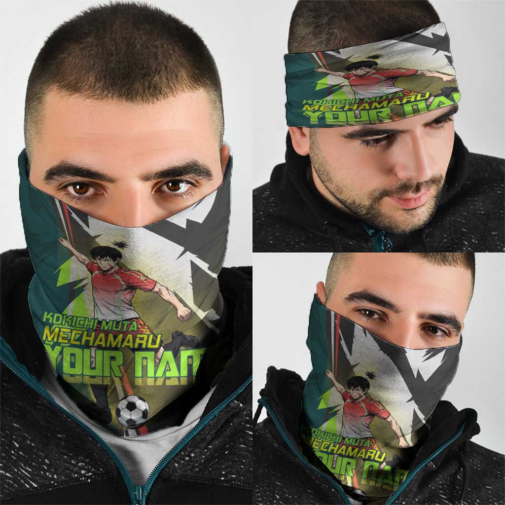 Personalized Kokichi Muta Jujutsu Kaisen Neck Gaiter Anime Soccer Theme Red Uniform Dynamic Kick Design