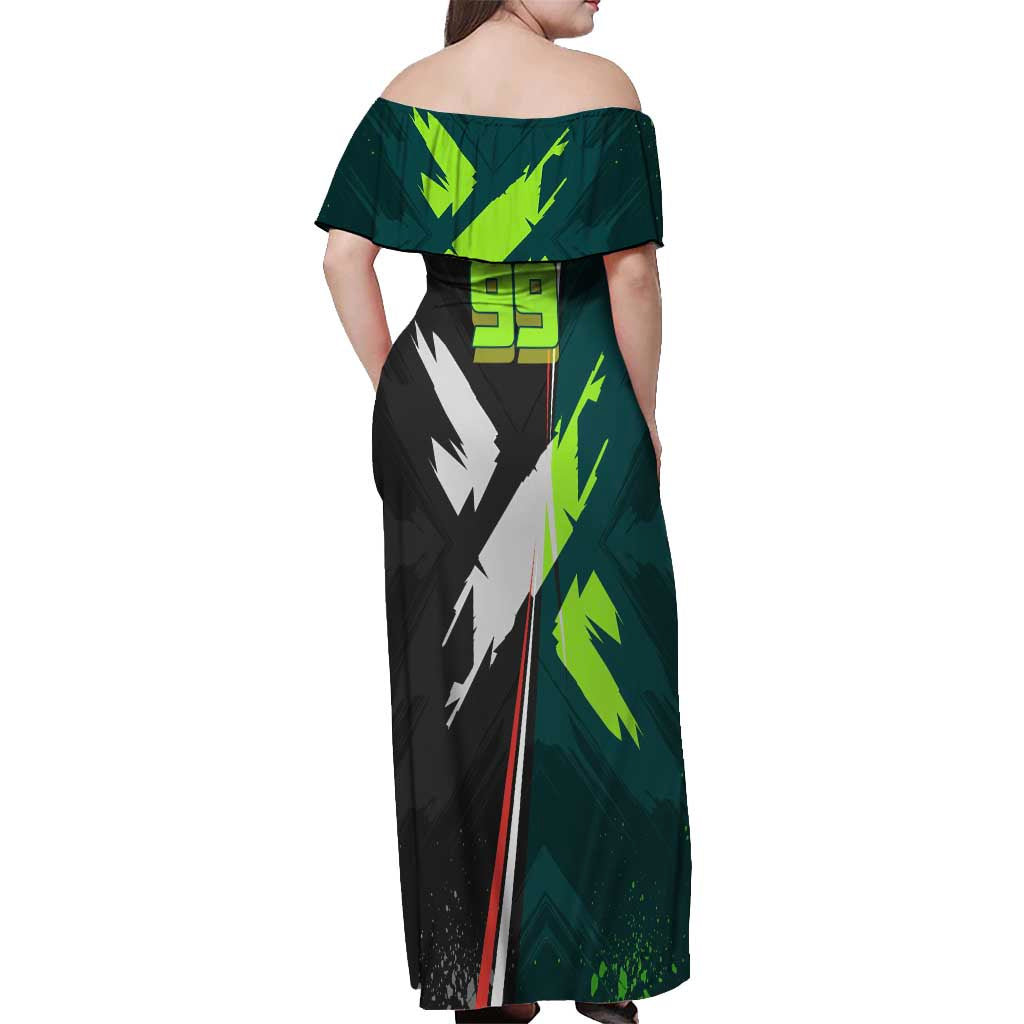 Personalized Kokichi Muta Jujutsu Kaisen Off Shoulder Maxi Dress Anime Soccer Theme Red Uniform Dynamic Kick Design