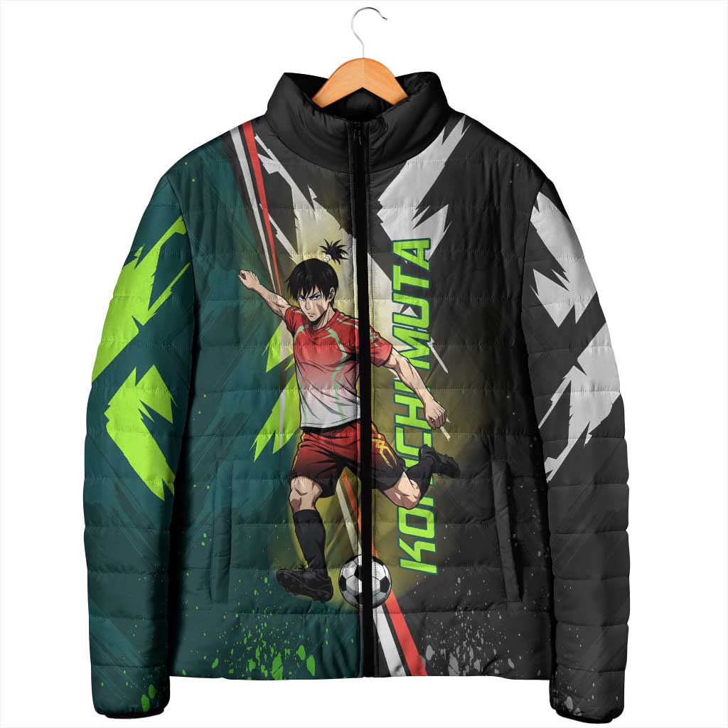 Personalized Kokichi Muta Jujutsu Kaisen Padded Jacket Anime Soccer Theme Red Uniform Dynamic Kick Design