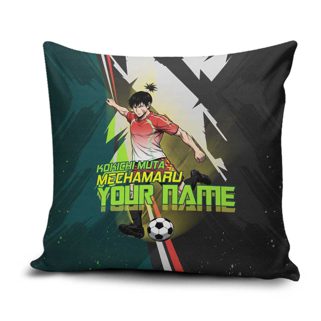 Personalized Kokichi Muta Jujutsu Kaisen Pillow Cover Anime Soccer Theme Red Uniform Dynamic Kick Design