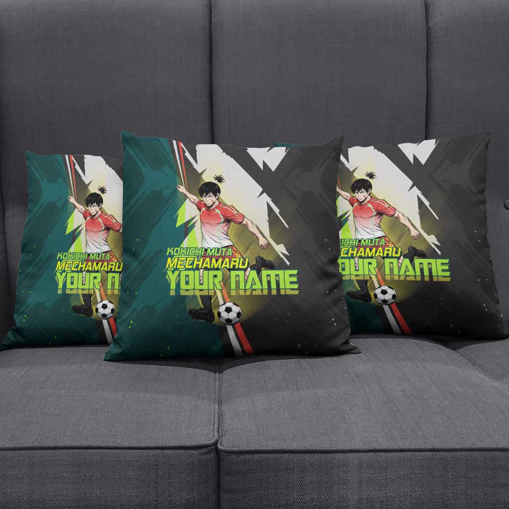 Personalized Kokichi Muta Jujutsu Kaisen Pillow Cover Anime Soccer Theme Red Uniform Dynamic Kick Design