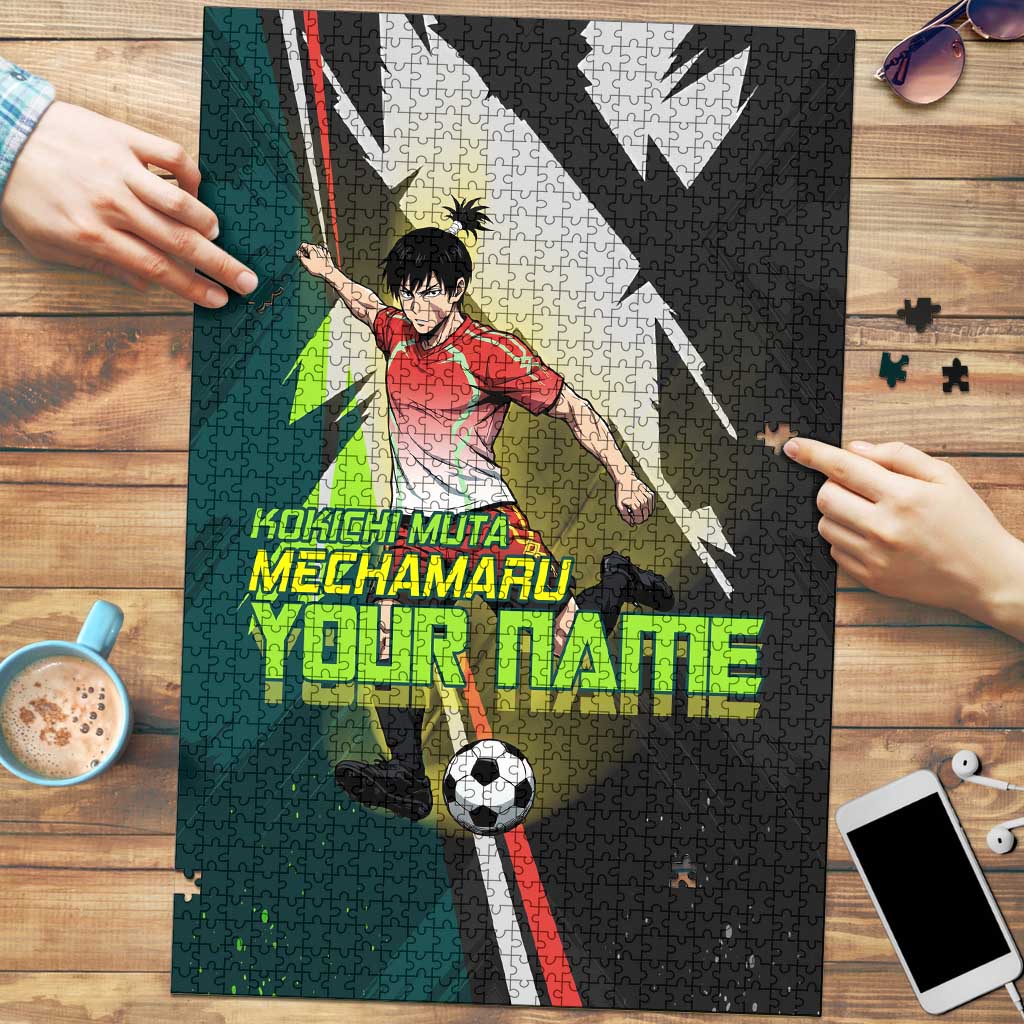 Personalized Kokichi Muta Jujutsu Kaisen Puzzle Anime Soccer Theme Red Uniform Dynamic Kick Design