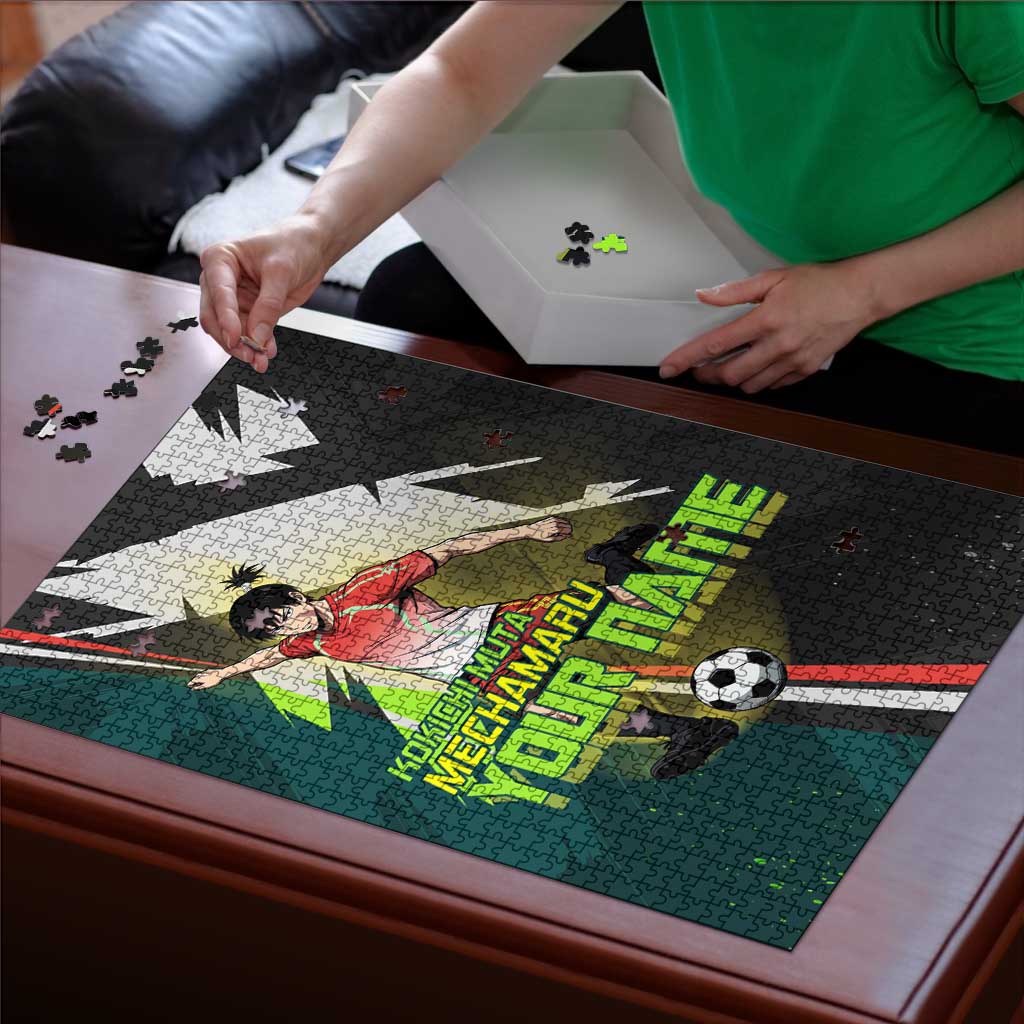 Personalized Kokichi Muta Jujutsu Kaisen Puzzle Anime Soccer Theme Red Uniform Dynamic Kick Design