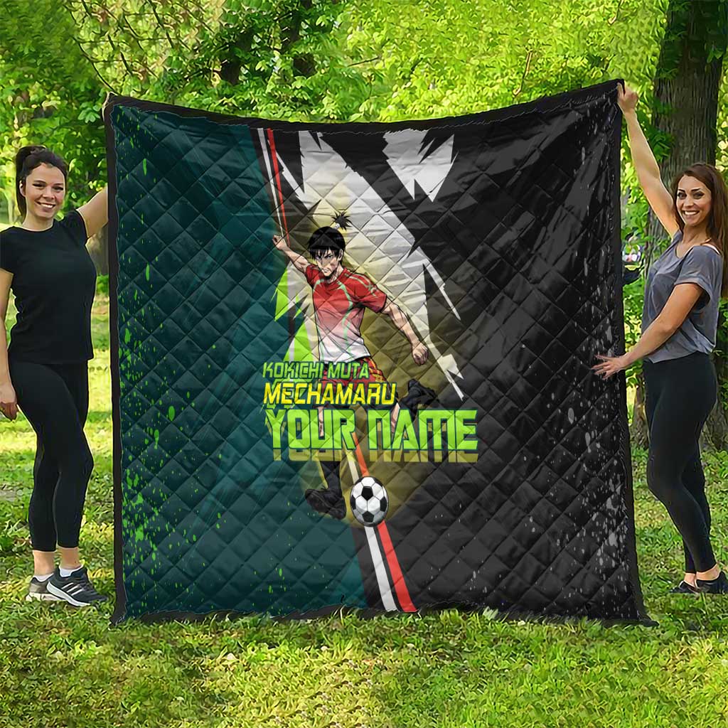 Personalized Kokichi Muta Jujutsu Kaisen Quilt Anime Soccer Theme Red Uniform Dynamic Kick Design