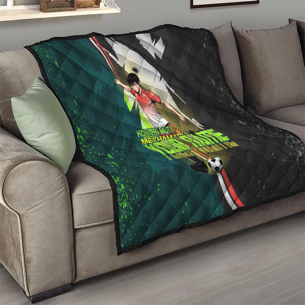 Personalized Kokichi Muta Jujutsu Kaisen Quilt Anime Soccer Theme Red Uniform Dynamic Kick Design