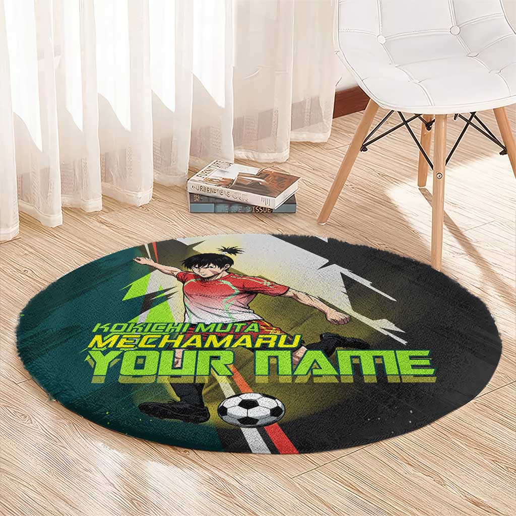 Personalized Kokichi Muta Jujutsu Kaisen Round Carpet Anime Soccer Theme Red Uniform Dynamic Kick Design