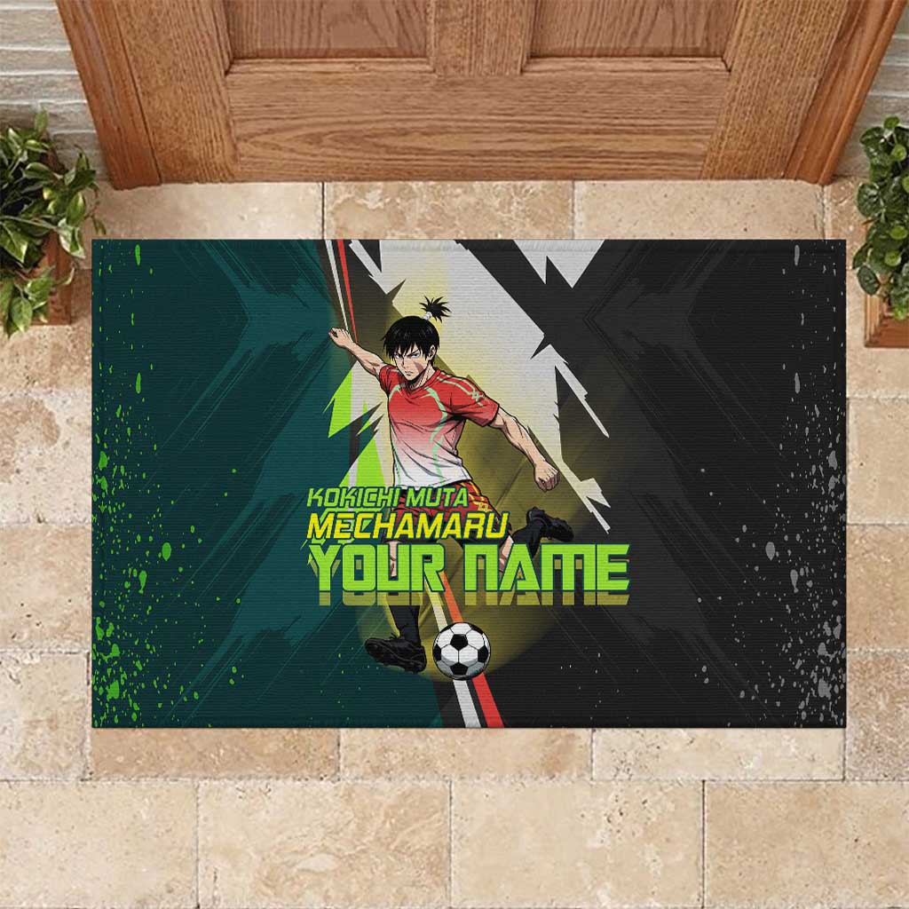 Personalized Kokichi Muta Jujutsu Kaisen Rubber Doormat Anime Soccer Theme Red Uniform Dynamic Kick Design