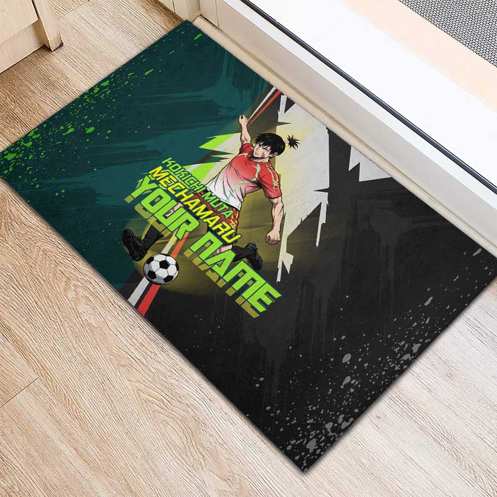Personalized Kokichi Muta Jujutsu Kaisen Rubber Doormat Anime Soccer Theme Red Uniform Dynamic Kick Design