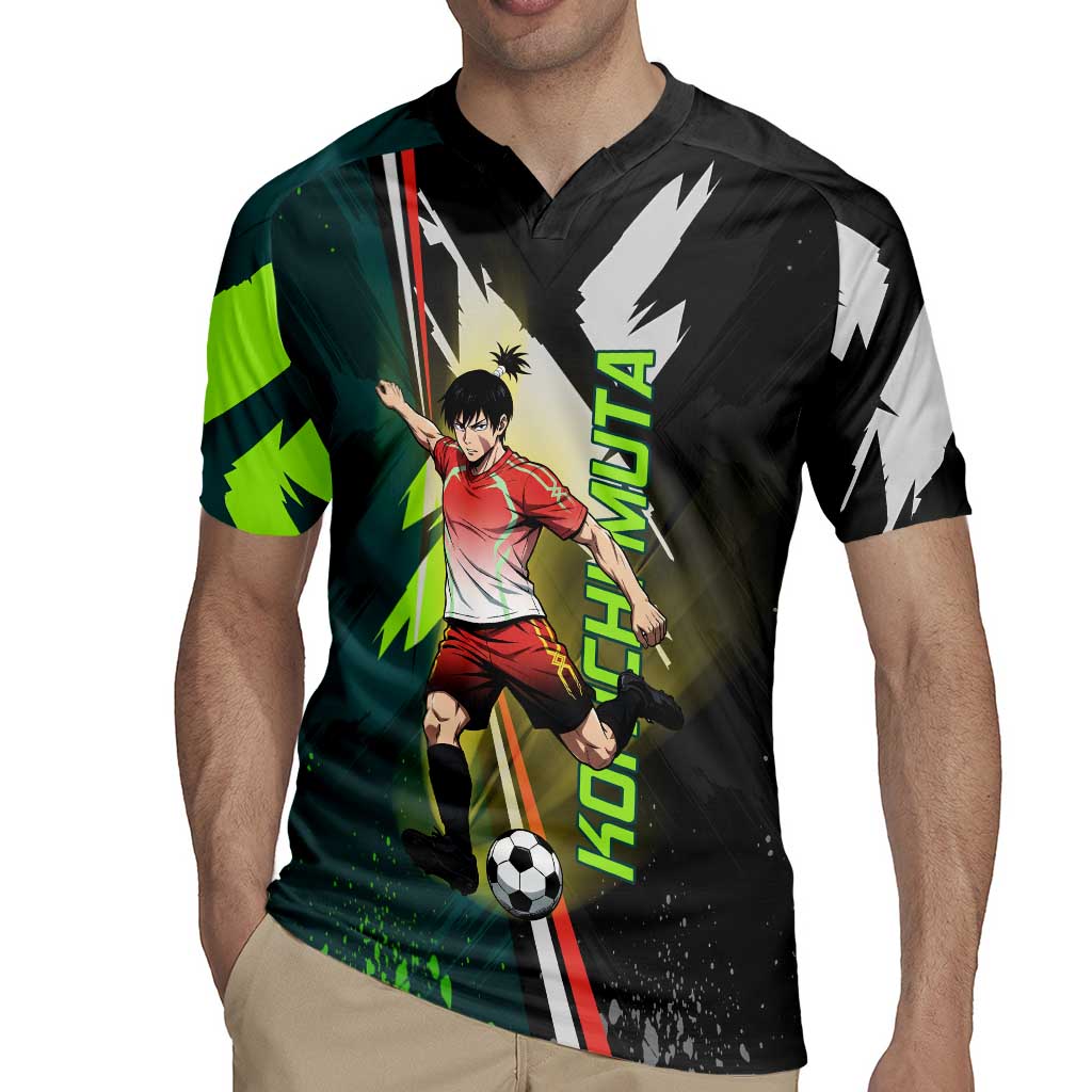 Personalized Kokichi Muta Jujutsu Kaisen Rugby Jersey Anime Soccer Theme Red Uniform Dynamic Kick Design