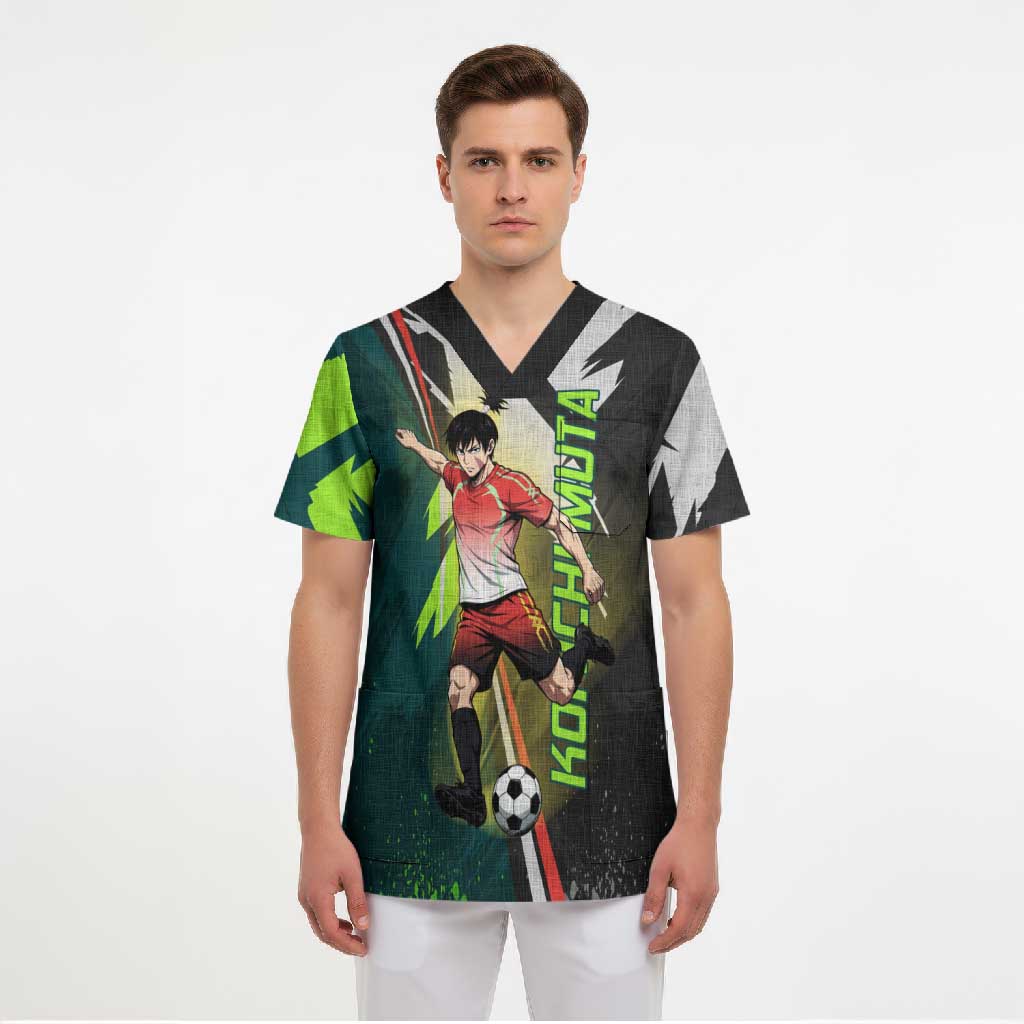 Personalized Kokichi Muta Jujutsu Kaisen Scrub Top Anime Soccer Theme Red Uniform Dynamic Kick Design