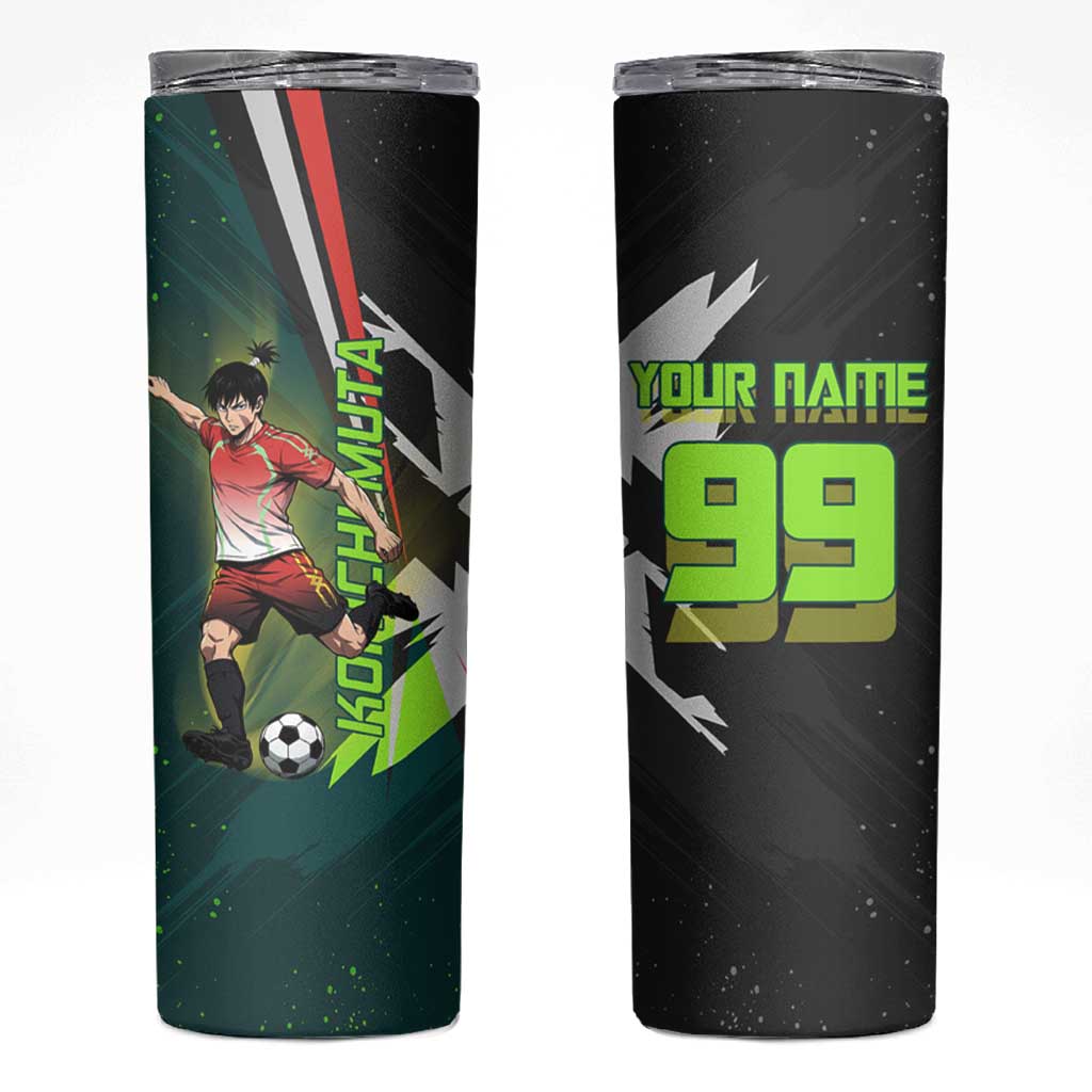 Personalized Kokichi Muta Jujutsu Kaisen Skinny Tumbler Anime Soccer Theme Red Uniform Dynamic Kick Design