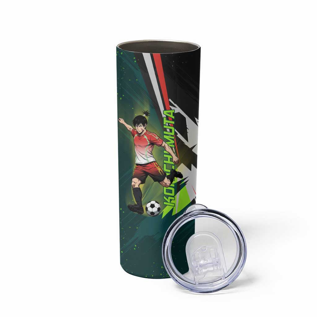 Personalized Kokichi Muta Jujutsu Kaisen Skinny Tumbler Anime Soccer Theme Red Uniform Dynamic Kick Design