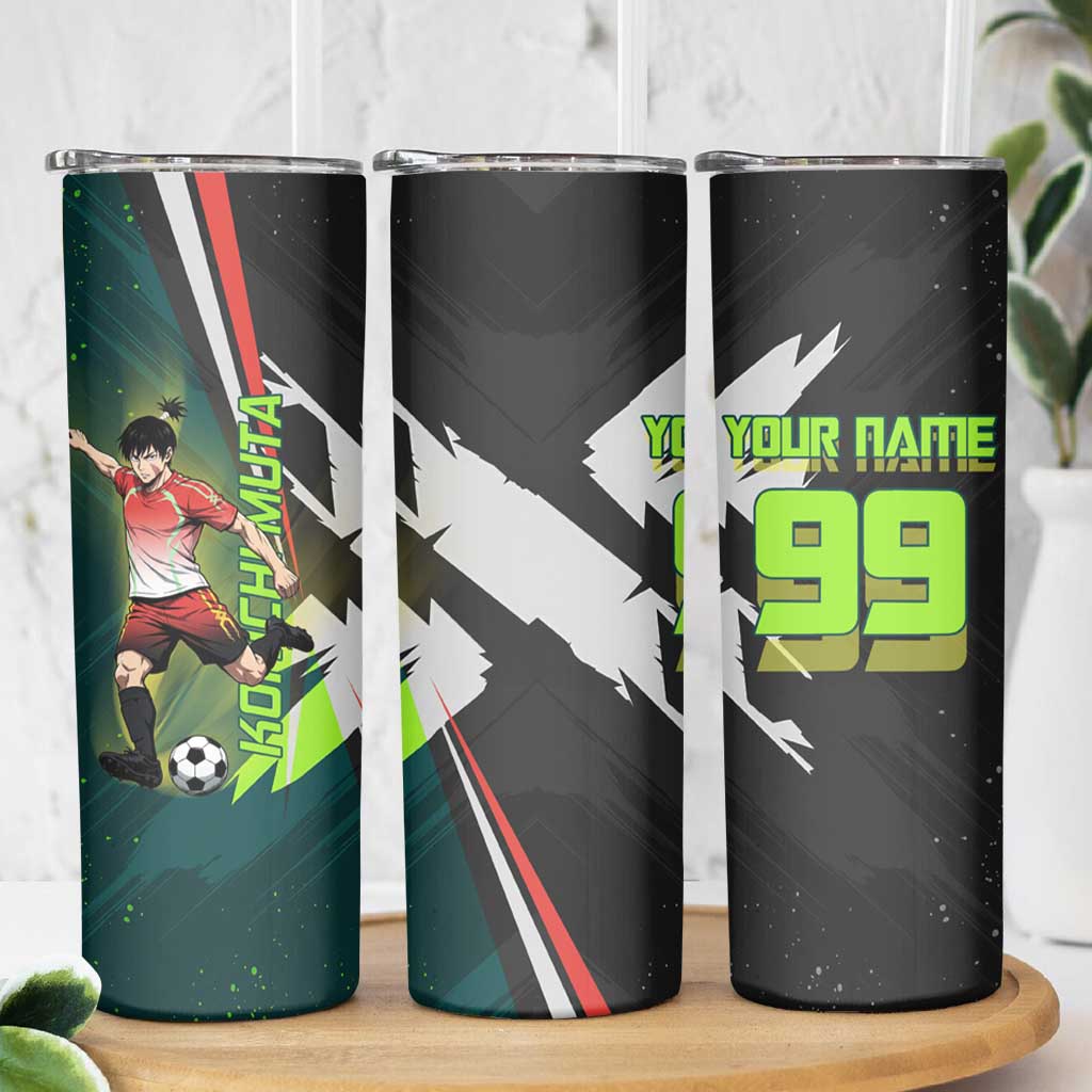 Personalized Kokichi Muta Jujutsu Kaisen Skinny Tumbler Anime Soccer Theme Red Uniform Dynamic Kick Design