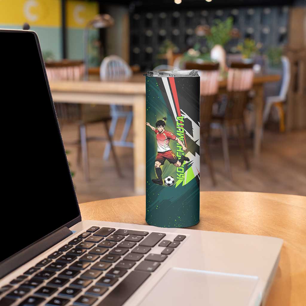 Personalized Kokichi Muta Jujutsu Kaisen Skinny Tumbler Anime Soccer Theme Red Uniform Dynamic Kick Design