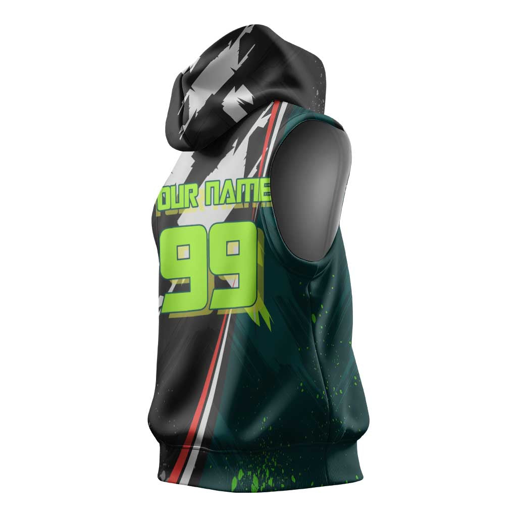 Personalized Kokichi Muta Jujutsu Kaisen Sleeveless Hoodie Anime Soccer Theme Red Uniform Dynamic Kick Design