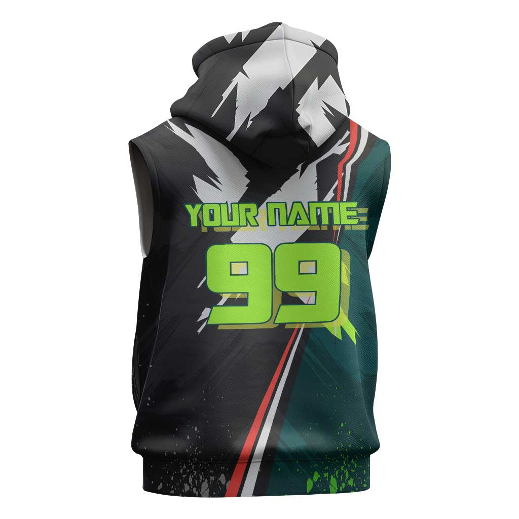 Personalized Kokichi Muta Jujutsu Kaisen Sleeveless Zip Hoodie Anime Soccer Theme Red Uniform Dynamic Kick Design