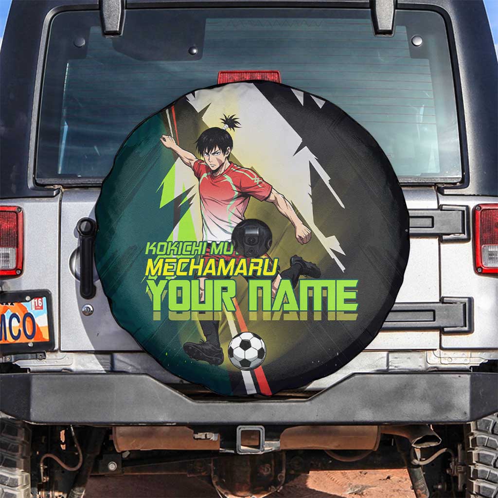 Personalized Kokichi Muta Jujutsu Kaisen Spare Tire Cover Anime Soccer Theme Red Uniform Dynamic Kick Design