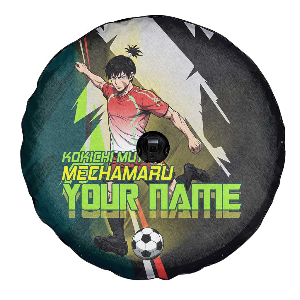 Personalized Kokichi Muta Jujutsu Kaisen Spare Tire Cover Anime Soccer Theme Red Uniform Dynamic Kick Design