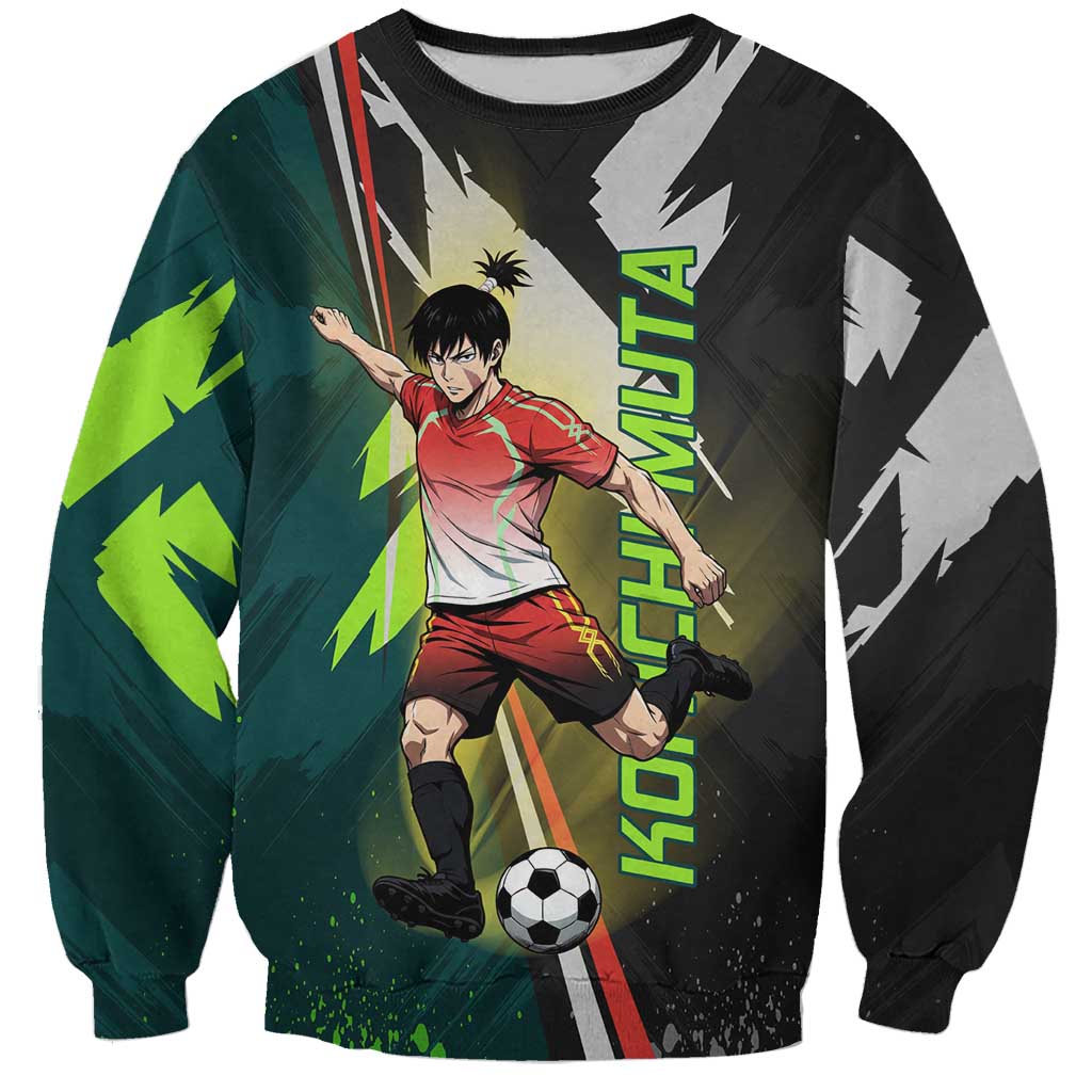 Personalized Kokichi Muta Jujutsu Kaisen Sweatshirt Anime Soccer Theme Red Uniform Dynamic Kick Design