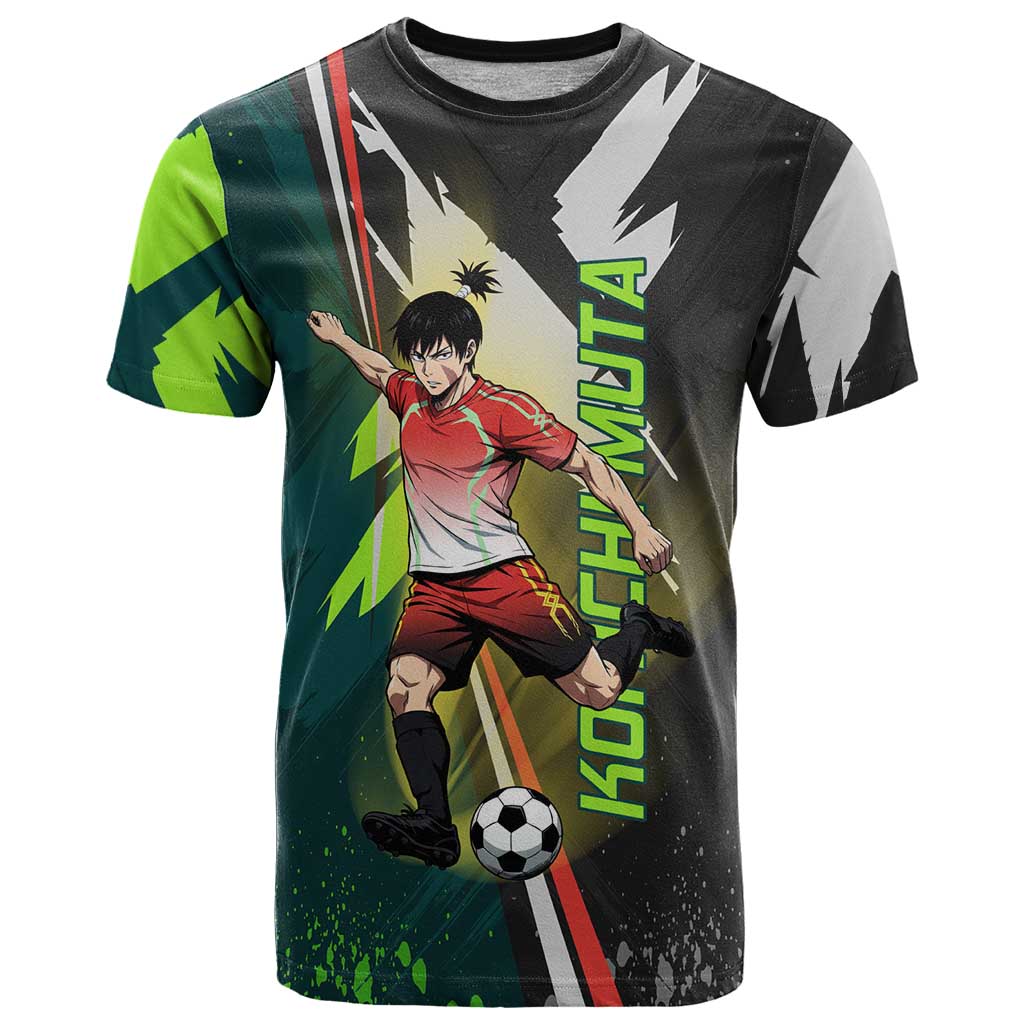 Personalized Kokichi Muta Jujutsu Kaisen T Shirt Anime Soccer Theme Red Uniform Dynamic Kick Design