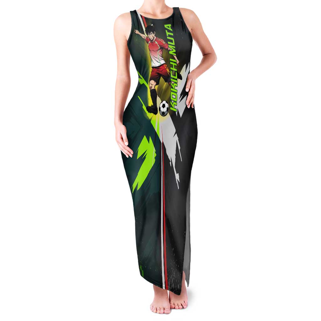 Personalized Kokichi Muta Jujutsu Kaisen Tank Maxi Dress Anime Soccer Theme Red Uniform Dynamic Kick Design
