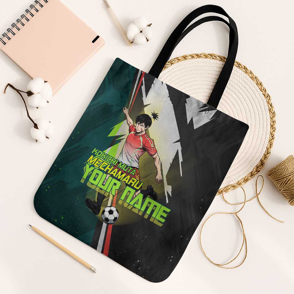 Personalized Kokichi Muta Jujutsu Kaisen Tote Bag Anime Soccer Theme Red Uniform Dynamic Kick Design
