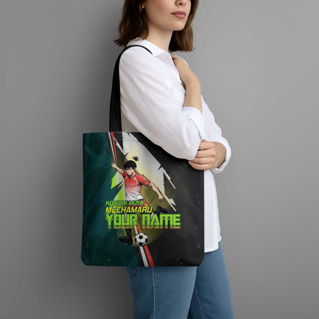 Personalized Kokichi Muta Jujutsu Kaisen Tote Bag Anime Soccer Theme Red Uniform Dynamic Kick Design