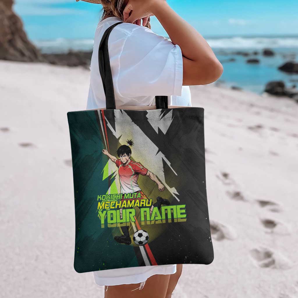 Personalized Kokichi Muta Jujutsu Kaisen Tote Bag Anime Soccer Theme Red Uniform Dynamic Kick Design