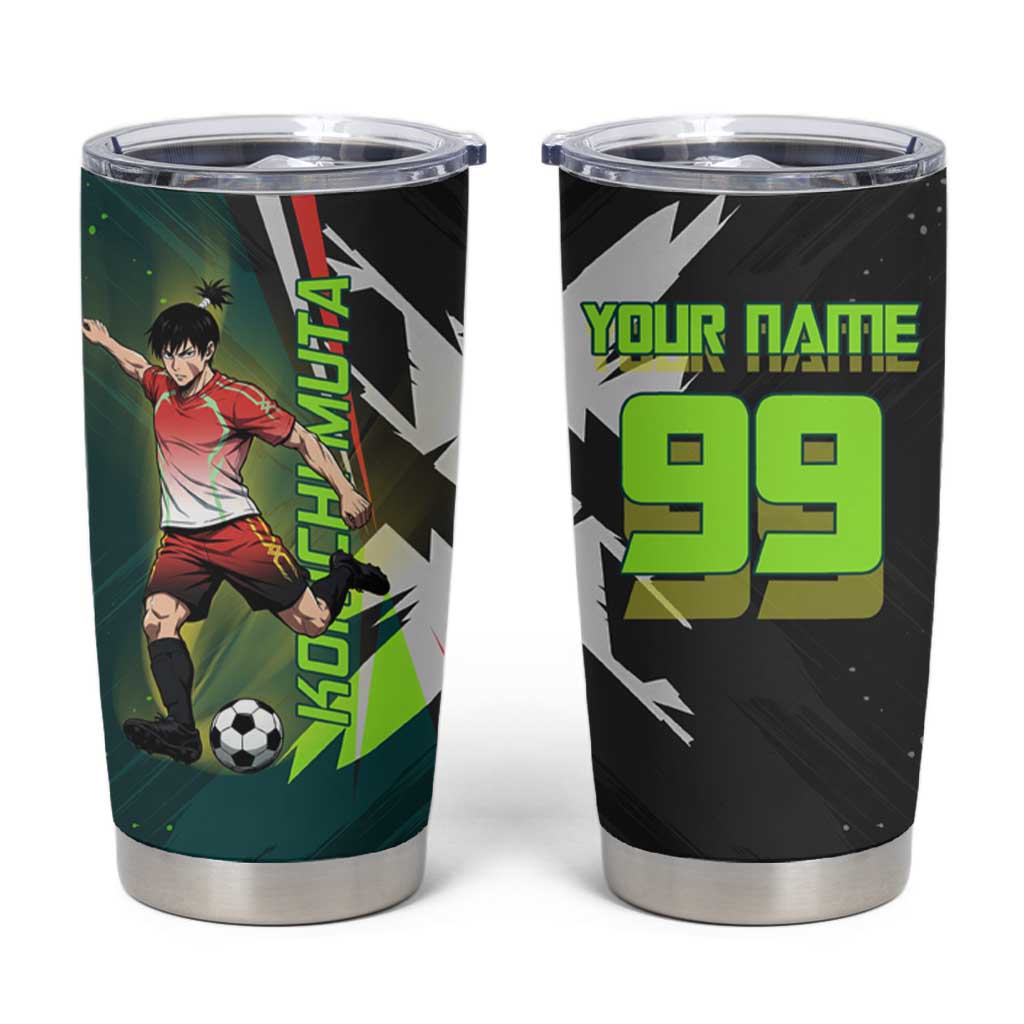Personalized Kokichi Muta Jujutsu Kaisen Tumbler Cup Anime Soccer Theme Red Uniform Dynamic Kick Design