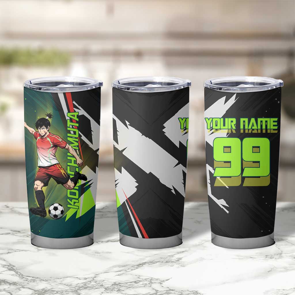 Personalized Kokichi Muta Jujutsu Kaisen Tumbler Cup Anime Soccer Theme Red Uniform Dynamic Kick Design