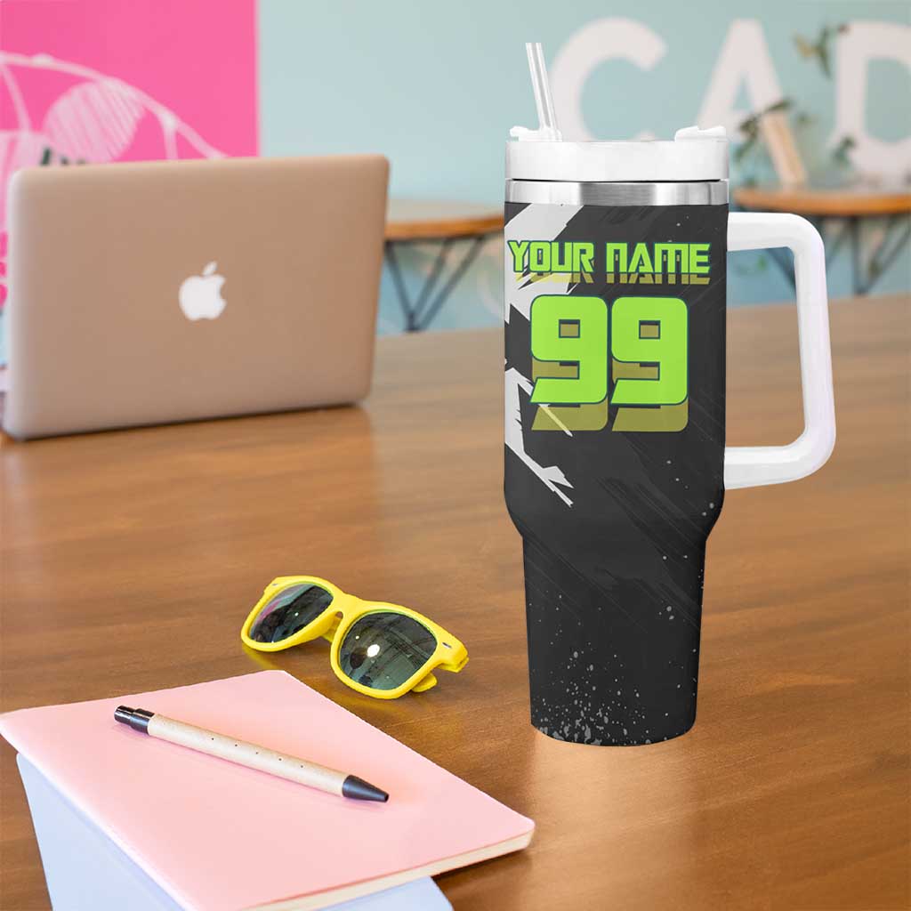 Personalized Kokichi Muta Jujutsu Kaisen Tumbler With Handle Anime Soccer Theme Red Uniform Dynamic Kick Design