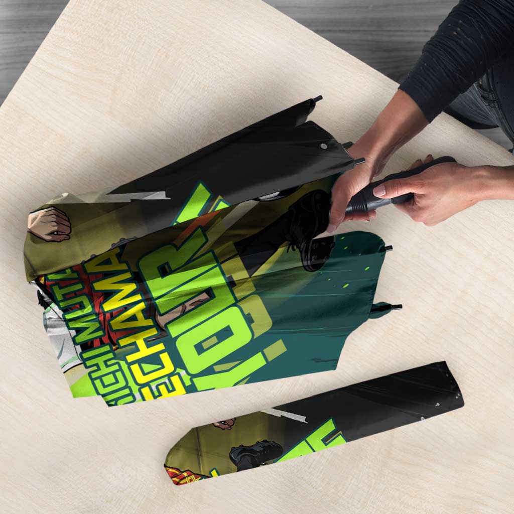Personalized Kokichi Muta Jujutsu Kaisen Umbrella Anime Soccer Theme Red Uniform Dynamic Kick Design