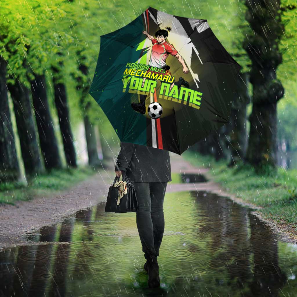 Personalized Kokichi Muta Jujutsu Kaisen Umbrella Anime Soccer Theme Red Uniform Dynamic Kick Design