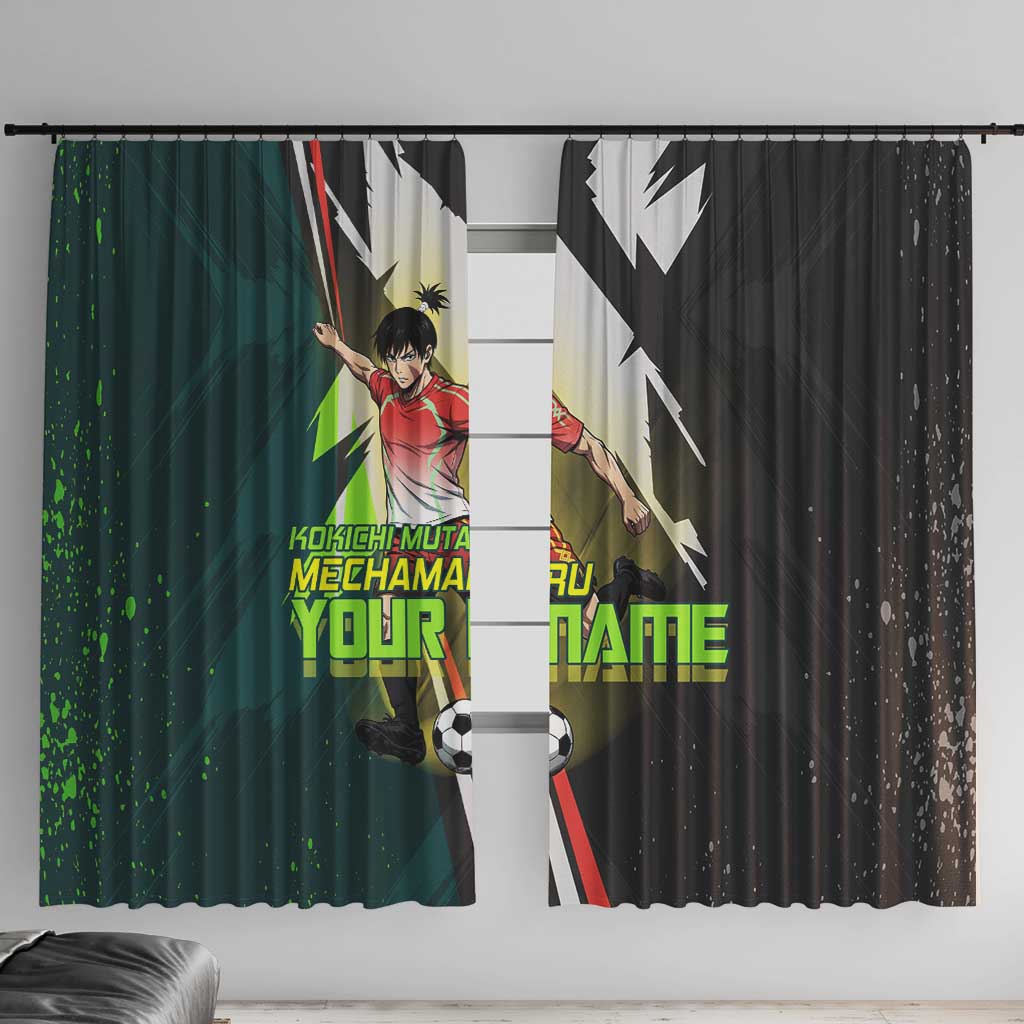 Personalized Kokichi Muta Jujutsu Kaisen Window Curtain Anime Soccer Theme Red Uniform Dynamic Kick Design