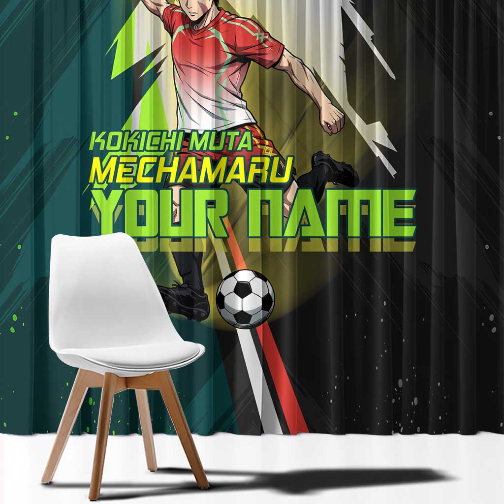 Personalized Kokichi Muta Jujutsu Kaisen Window Curtain Anime Soccer Theme Red Uniform Dynamic Kick Design