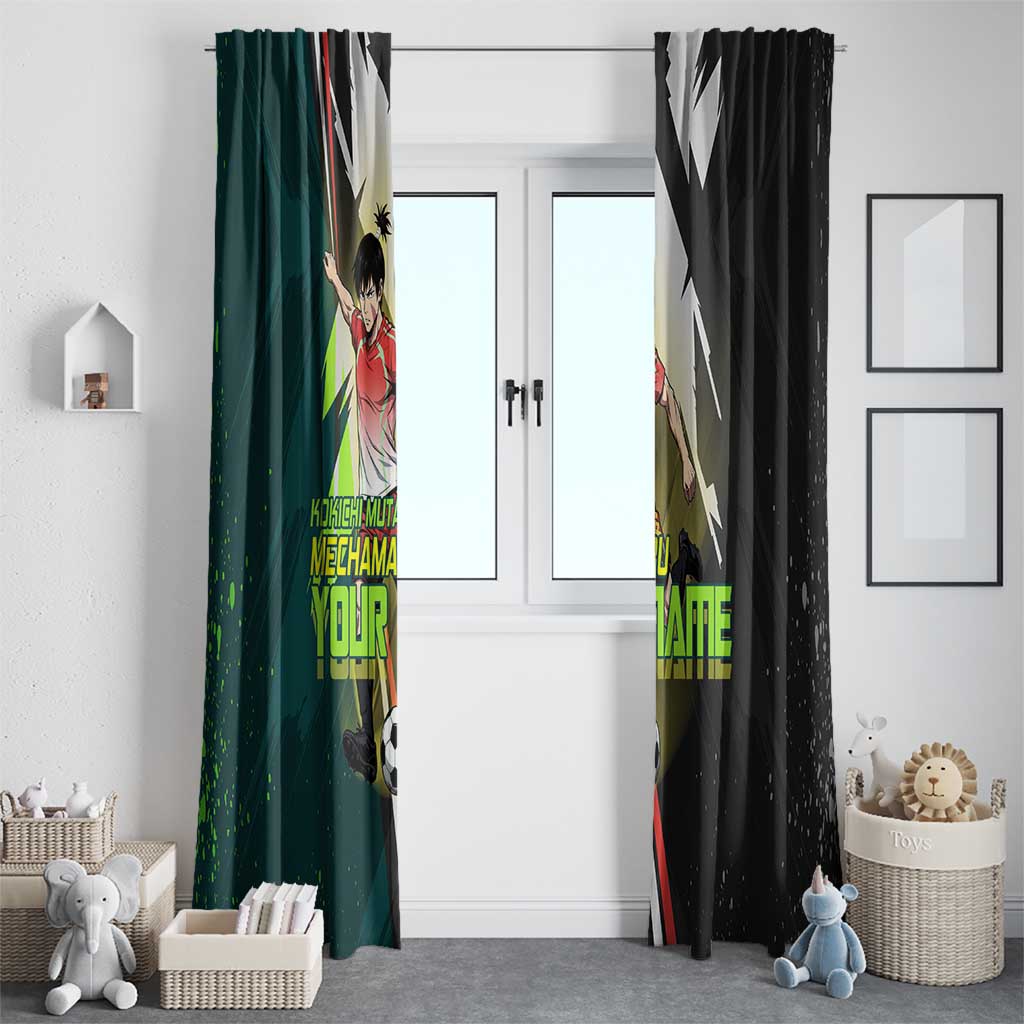 Personalized Kokichi Muta Jujutsu Kaisen Window Curtain Anime Soccer Theme Red Uniform Dynamic Kick Design