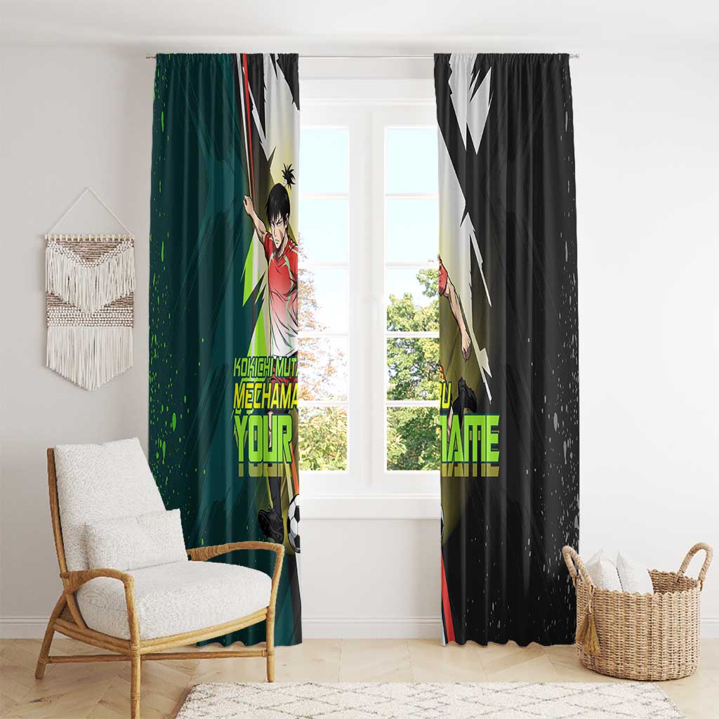 Personalized Kokichi Muta Jujutsu Kaisen Window Curtain Anime Soccer Theme Red Uniform Dynamic Kick Design